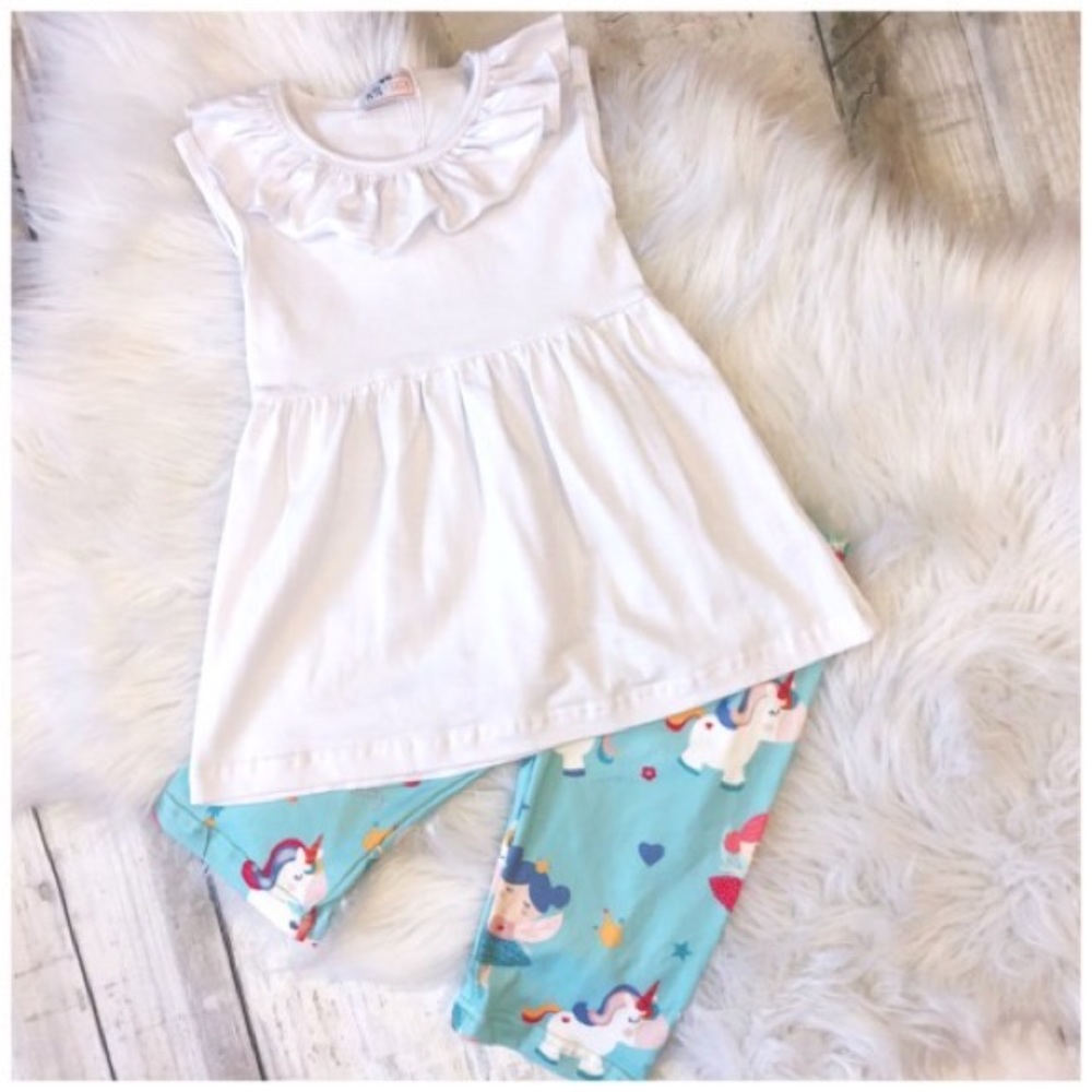 Ruffle tunic unicorn Capri Set